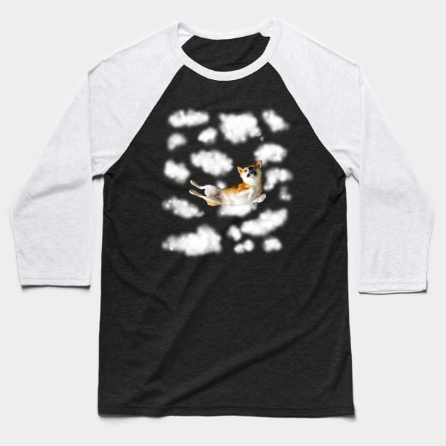 Lilly the Shiba Inu Skydiving Freefall Baseball T-Shirt by shibalilly